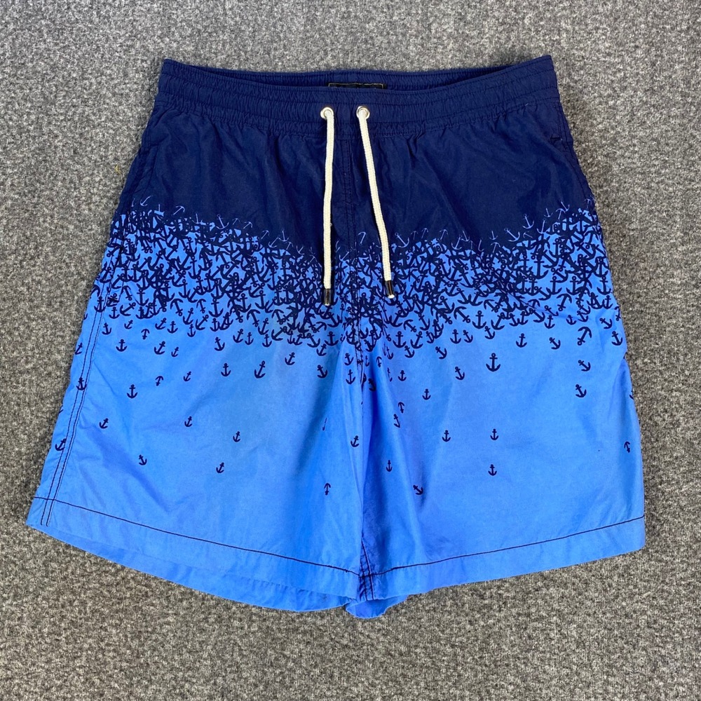 Allen Edmonds Mens Swim Trunks M Blue Anchor Stripe Board Shorts Bundle 2pk - Picture 2 of 16